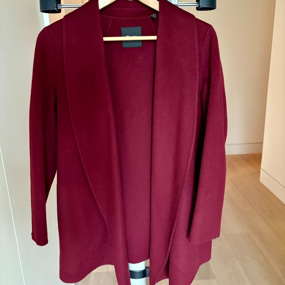 Theory Clairene Wool/Cashmere Coat - Burgundy, Size S